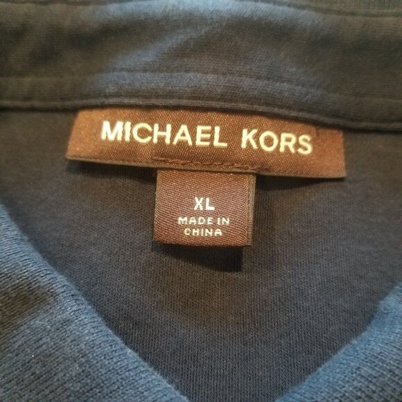 Michael Kors Women's Button Up Polo Shirt Casual Collared Top Cotton Black Sz XL - Picture 3 of 6